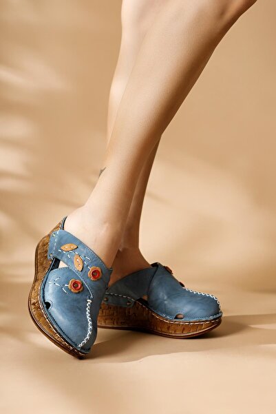 Limoya Γυναικείες παντόφλες Alto Wedge από γνήσιο δέρμα Γυναικείες παντόφλες Comfort με αντίκες σόλα