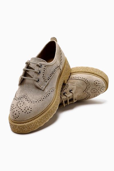 Limoya Rossy Ten Suede Oval Toe Laser Cut Casual Shoes