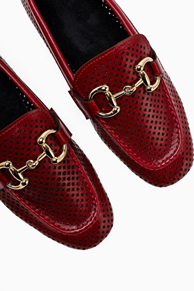 Limoya Gazali Burgundy Buckle Women's Ballerinas