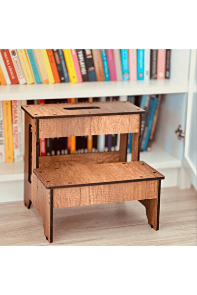 Vigo Wood İki Basamaklı Tabure Kaymaz Alt Yüzeyli Yatak Taburesi Mutfak, Bany...