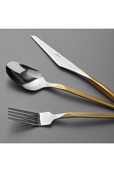 Jumbo 5100 Quartz Matte Gold 12-Person 84-Piece Cutlery Set