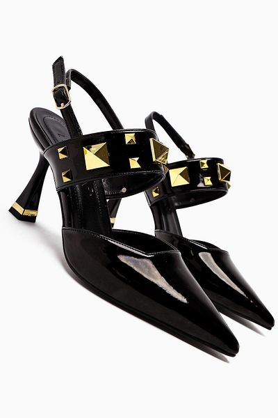 Limoya Jasmine Black Patent Leather Trock Closed-Front Heeled Women's Shoes