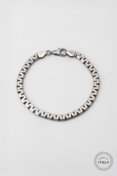 So CHIC... İtalyan Mekanik Stil 21 Cm Gümüş Erkek Bileklik