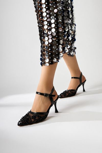 Limoya Pantofi de damă Wilma Black Stone cu toc