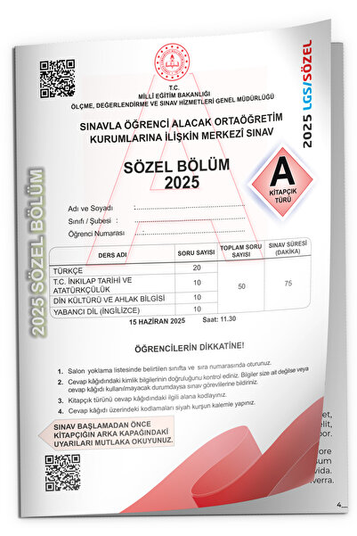 Karakutu Yayınları 2025 LGS MEB Birebir Tıpkı Basım Çıkmış Soru Say-Söz Kitapçıkları (Video/PDF Çözümlü Türkiye Geneli)