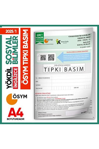 Karakutu Yayınları 2025/1 YÖKDİL İngilizce SOSYAL BİLİMLER ÖSYM Çıkmış Soru T...