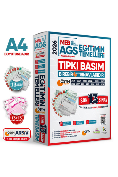 Karakutu Yayınları 2026 MEB AGS Uyumlu KPSS EĞİTİM BİLİMLERİ ÖSYM Çıkmış Soru Tıpkı Basım 13lü Deneme Paketi Çözümlü