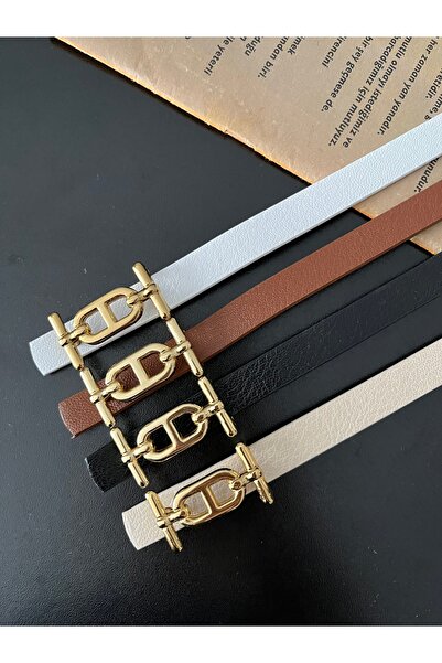 Damla 4-Pack Deal Product Gold Buckle Thin Belt, Trouser Belt, Shirt Belt, Coat Belt, Dress Belt
