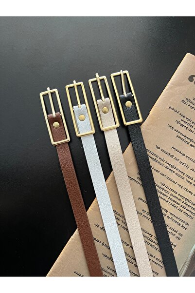 Damla 4-Pack Deal Product Gold Buckle Thin Belt, Trouser Belt, Shirt Belt, Coat Belt, Dress Belt