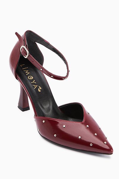 Limoya Senida Burgundy Trock Pointed Toe Women's Heeled Shoes