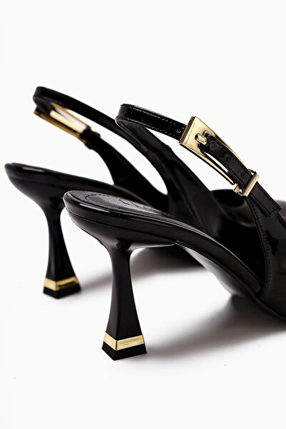 Limoya Viona Black Patent Leather Closed-Front Heeled Women's Shoes