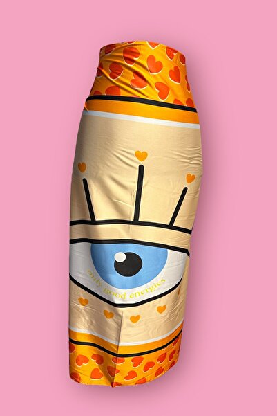 BAHELS Pareo Special Design με μοτίβο πορτοκαλί ματιών - 95*145 cm