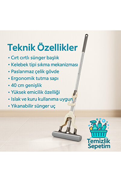 MOPS Kelebek Mop - Pratik Temizlik Için Akıllı Çözüm! (2 ADET YEDEK MOP)