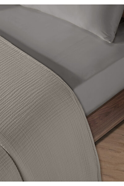 Evim 100% φυσικό βαμβάκι 4 στρώσεων μουσελίνα Luxury διπλό σετ πικέ ανοιχτό γκρι 200x230cm