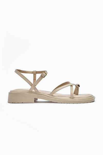 Limoya Lissi Beige Cross-Strapped Flip-Flop Buckle Women's Sandals Opportunity Product