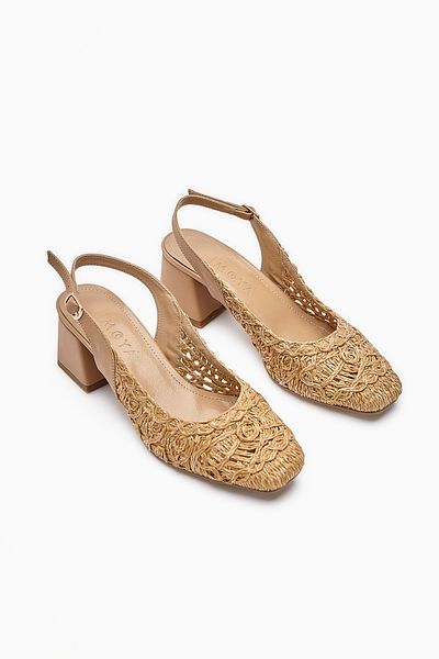 Limoya Sandale de damă tricotate Ronja Straw Blunt Toe