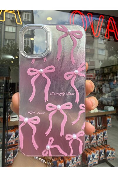 OVADA İphone 11 Uyumlu Hologramlı Kurdele Ve 3D İnci Desenli Kılıf