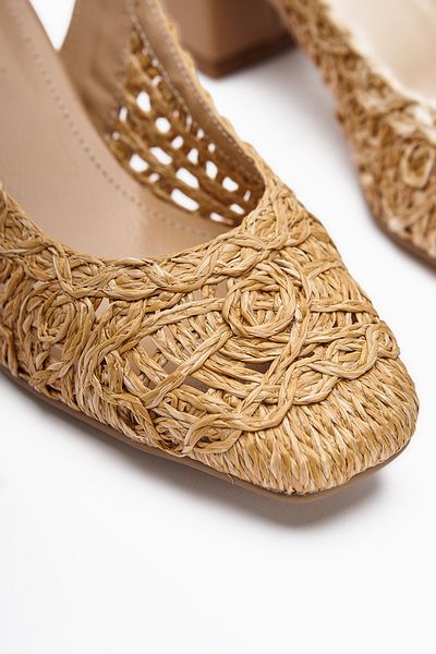 Limoya Sandale de damă tricotate Ronja Straw Blunt Toe