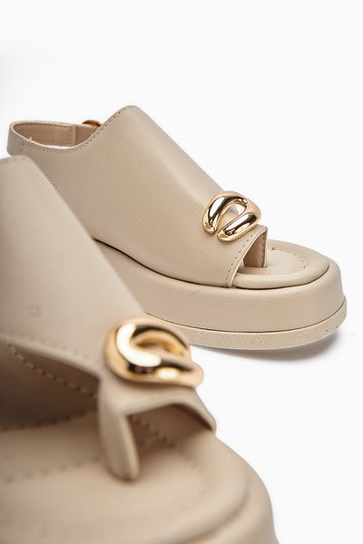 Limoya Sandale Troya Beige Flip Flop cu cataramă pentru damă