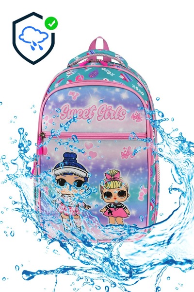 Shopiolog Primary School Orthopedic Waterproof Water Bottle 3 Compartments Nutritional 2-Piece Primary School Girl Backpack