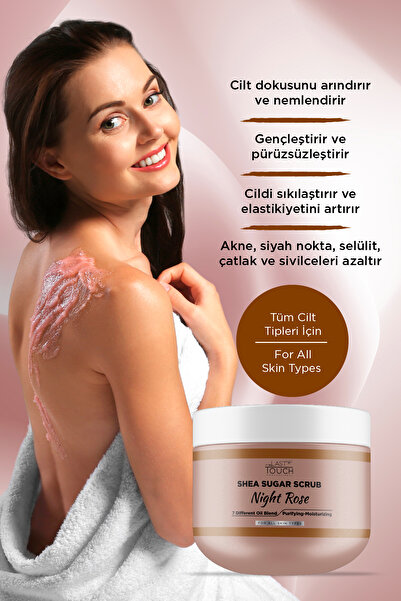 LAST TOUCH Body Scrub Besleyici, Nemlendirici ve Arındırıcı, Shea Şeker Scrub 300 ML ( Night Rose )