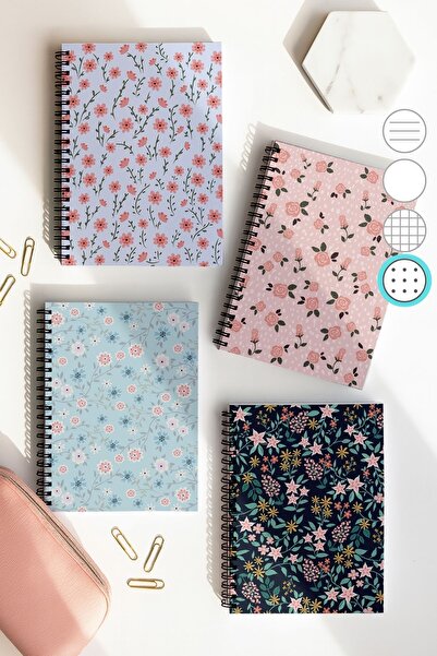 Eldesen Tasarım Spiralli Noktalı Okul Defter Seti, A5 Boyutunda 50 Yaprak 100...