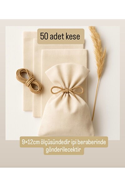 ALASEREN 9×12cm HAM NATURAL BEZ KESE DÜĞÜN, NİŞAN,DAVET VB LAVANTA, SABUN, TAKI VS ÇOK AMAÇLI BEZ POŞET