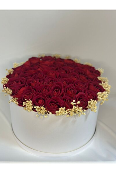 Papatya Flowers Silindir Kutu 41 Adet Kırmızı Gül Söz Nişan Çiçeği, Yapay Gül...