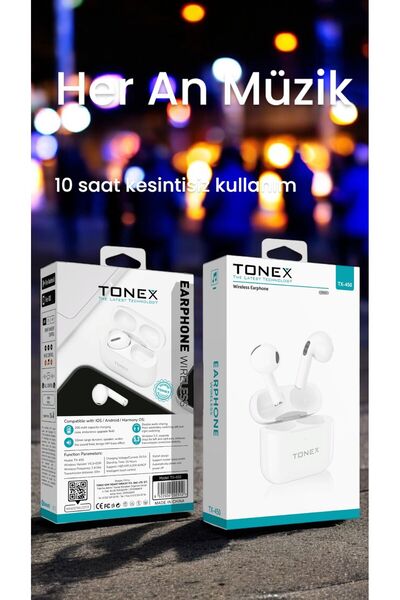 tonex Tx-450 Tws Kablosuz Kulak Içi Bluetooth Kulaklık Beyaz 10 saat Kesintisiz Müzik