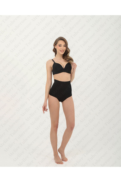 Atelier Tuberose Women's Black High Waist Gathering Corset Panties Size 1 Reducing / Gathering