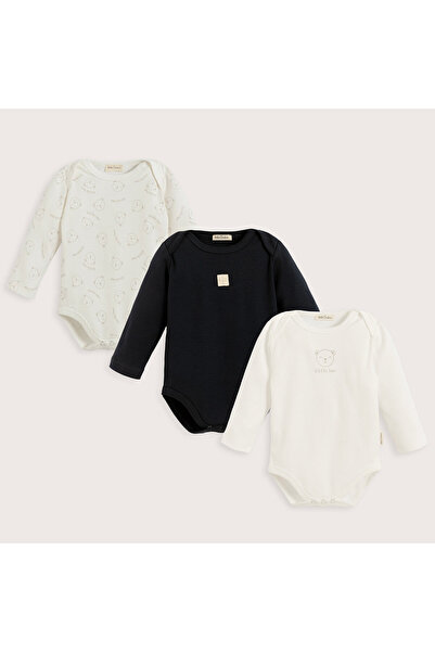 Chakra Cool Bear 3'lü Body Set Ekru/Lacivert