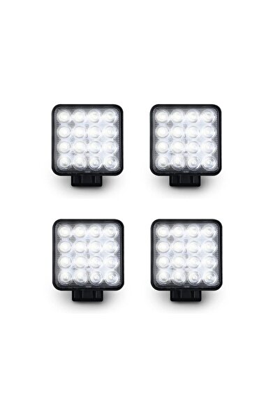 ALFALED Yerli Üretim 4 Adet 16 Ledli Kare Iş Makinesi Off Road Forklift Trakt...