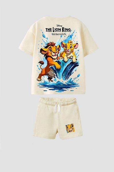 Monila Boys Cotton Crew Neck Lion Printed Tshirt and Shorts Bottom Top Set