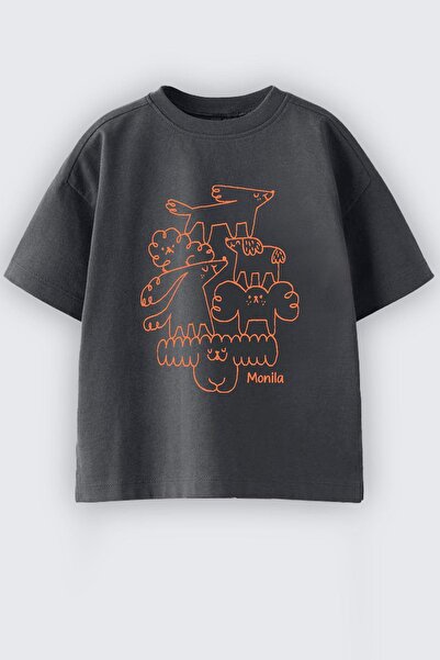 Monila تي شيرت قطني مطبوع عليه نص للأولاد