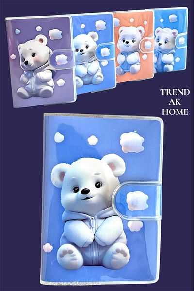 OSKAR FIRÇA Mini Notebook Teddy Bear Patterned Self Transparent Cased Pocket Notebook Gift Notebook School Notebook