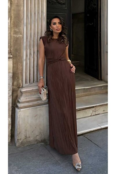 Gülen Moda Φόρεμα σε χρώμα καφέ ελαφρώς λαμπερό και κομψό