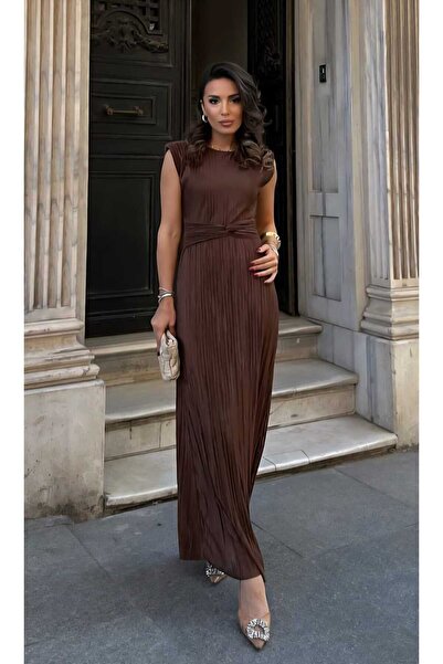 Gülen Moda Φόρεμα σε χρώμα καφέ ελαφρώς λαμπερό και κομψό