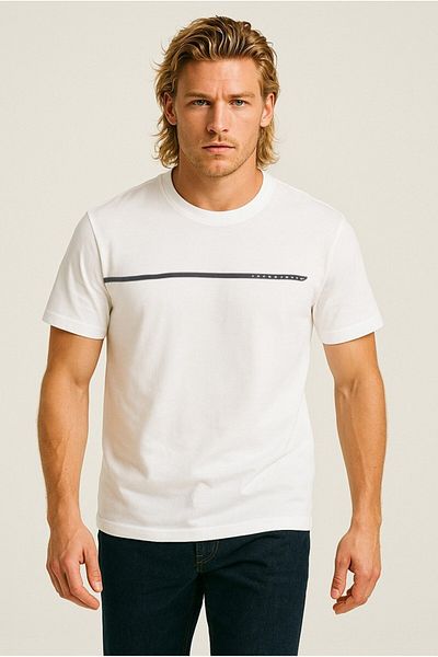 Jack & Jones Мъжка бяла тениска с кръгло деколте Jack&jones Fusion Full Branding Crew