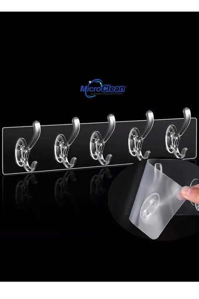 Genel Markalar Missclean 5'li Yapışkanlı Şeffaf Duvar Askısı Banyo Mutfak Düz...
