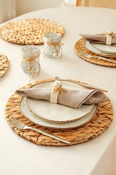 AVANTAGE HOME Anastasia - 4 Pieces Pinterest Model Thick Banana Straw Knitted American Tableware Serving, Presentation Supla