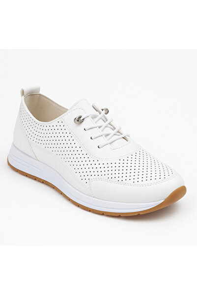 BESKAR Tone White Skin Lace-Up Sneakers