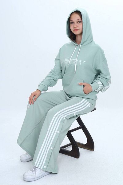 Joui Co Set de trening sport unisex cu glugă – 100% bumbac, croială confortabilă, detaliu cu capse-302