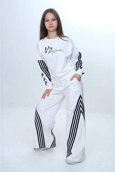 Asortik Kids Σετ φόρμας για κορίτσια με λεπτομέρεια ρίγες - 100% βαμβάκι 2 κλωστών Άνετη εφαρμογή-305