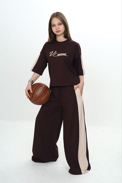 Jannock Set de trening pentru fete, 100% bumbac, oversize, imprimat Londra, garnituri cu mâneci trei sferturi-293