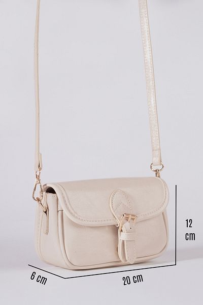 macsoo Mio Model Women's Cream Mini Clamshell Hand and Shoulder Bag