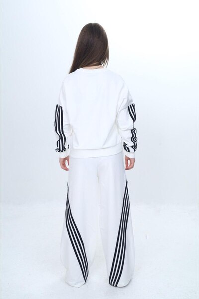 Jannock Girl's Stripe Detailed Oversize Tracksuit Set - 100% Cotton 2 Thread Comfortable Fit-305