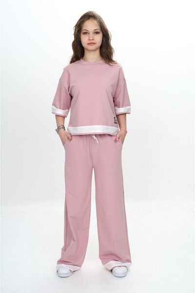 Jannock Set de trening pentru fete, 100% bumbac, cu mâneci trei sferturi, garnit 2 fire-285
