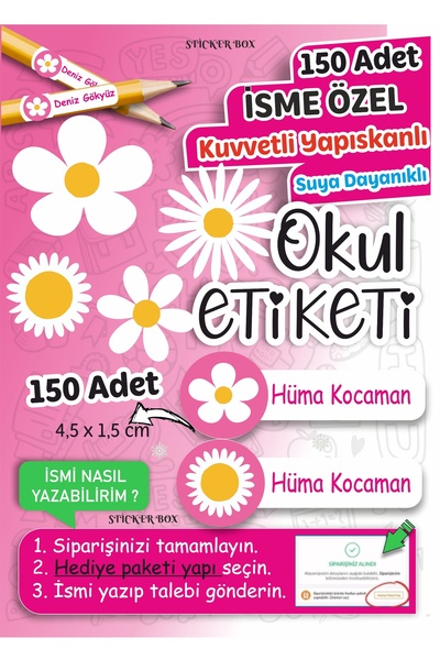 Think And Print Okul Etiketi Kalem Defter Etiketi Özel Isim Yazılabilen Etike...