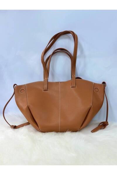 Timeless PAZARCLUB TABA Cüzdan Detaylı Çıt Çıt kapamalı Kadın El ve Omuz Askılı Tote Çanta