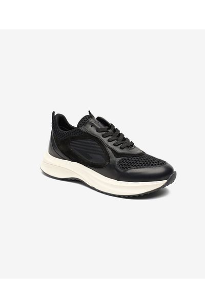 Greyder Men's Black Genuine Leather Sports Shoes 5Y1Sa18510